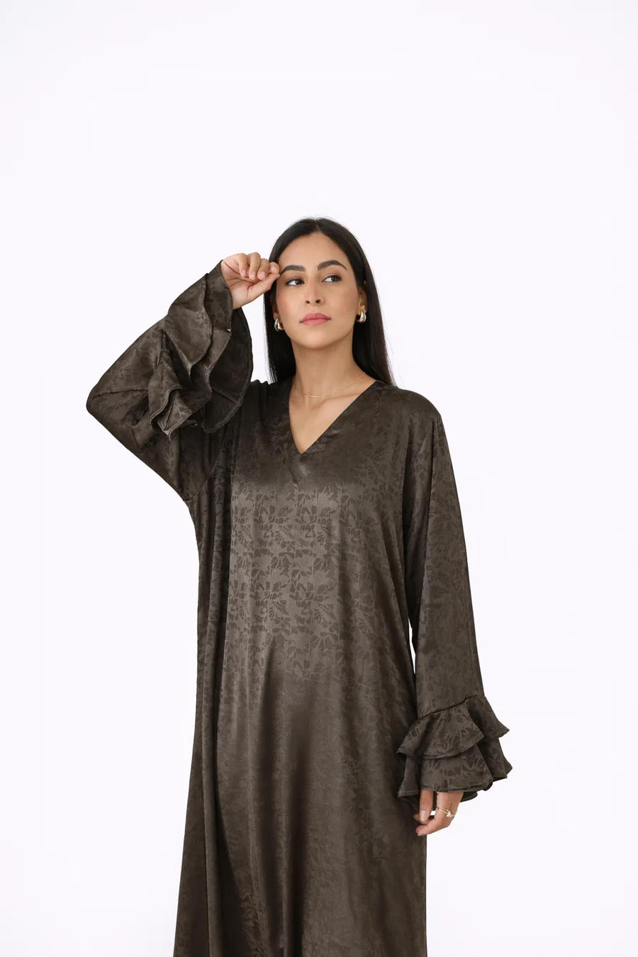 Olive Jacquard Abaya supplied by Yiwu Huanyu Trading Company