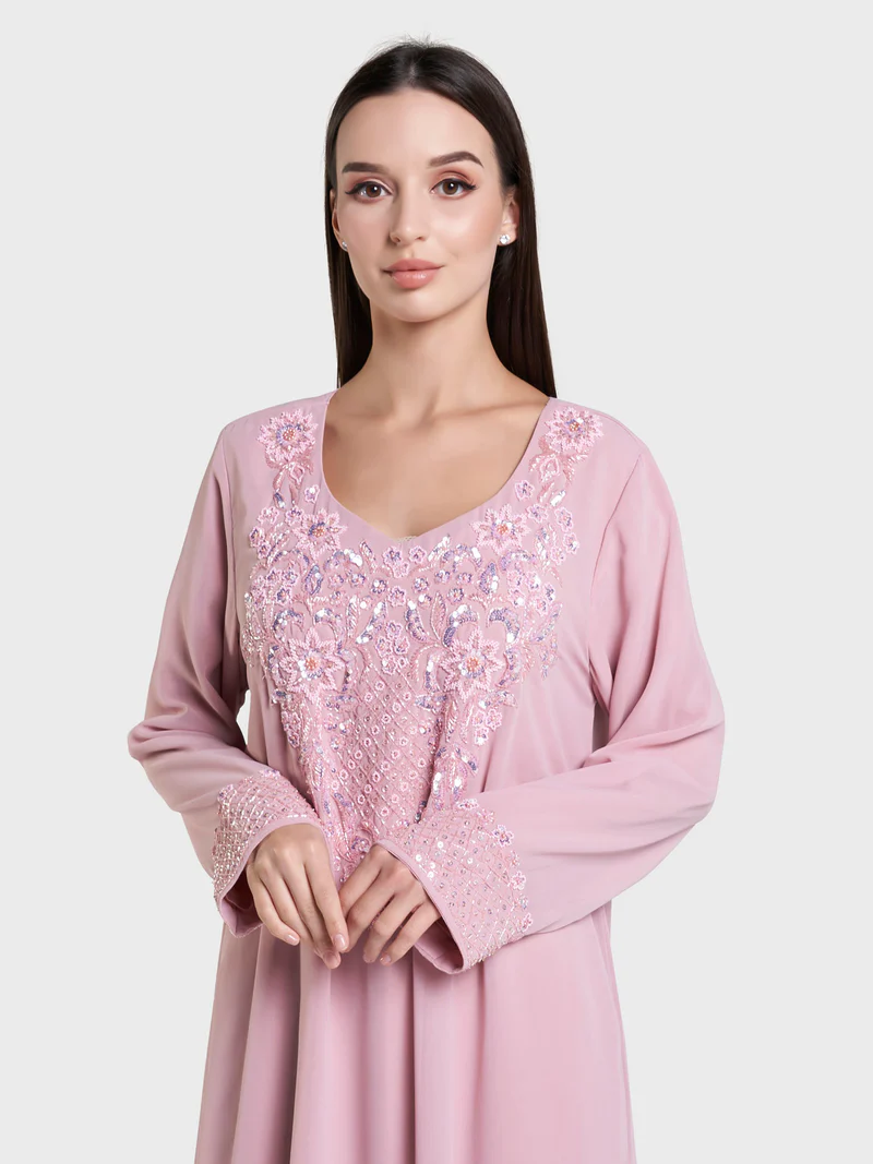 Dusty Pink Jalabiya supplied by Yiwu Huanyu Trading Company