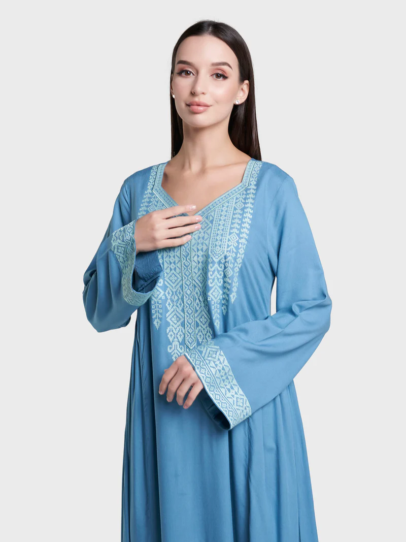 Teal Kaftan Jalabiya supplied by Yiwu Huanyu Trading Company